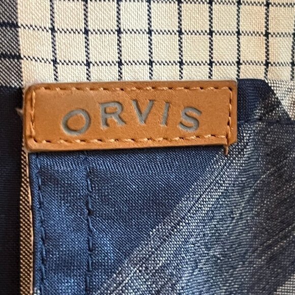 Orvis‎ Western Plaid Shirt Mens XL Blue Button Down Short Sleeve - Picture 4 of 11